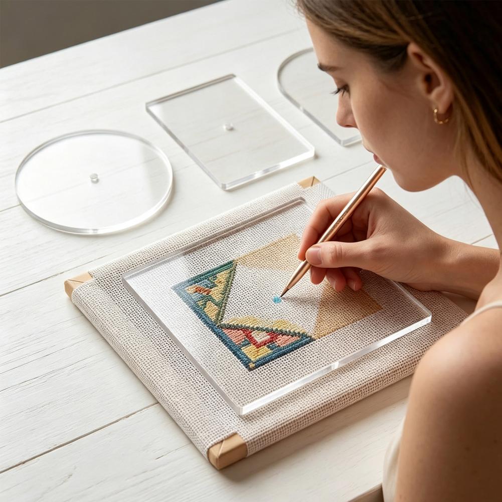 Embroidery Craft - 5個入り刺繍用アクリルテンプレートセット（丸型/正方形/長方形/楕円形/アーチ型）DIYクラフトやキャンバスの位置決め用ステンシル