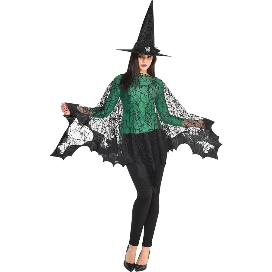 Embellish Knit - ハロウィーンのクモの巣のコウモリのマント、ヨーロッパとアメリカの黒いお祭りのマント、子供用ショール、ニット服、ポリエステル