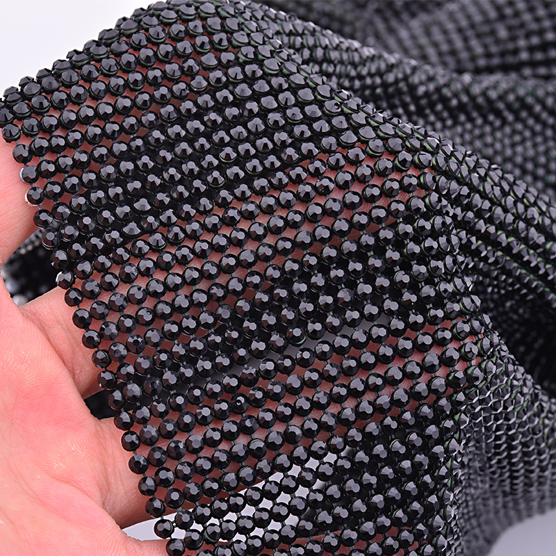 Junao-金と黒のクリスタルメッシュ,45x120cm,ラ - Crystal Mesh Fabric のレビューと価格