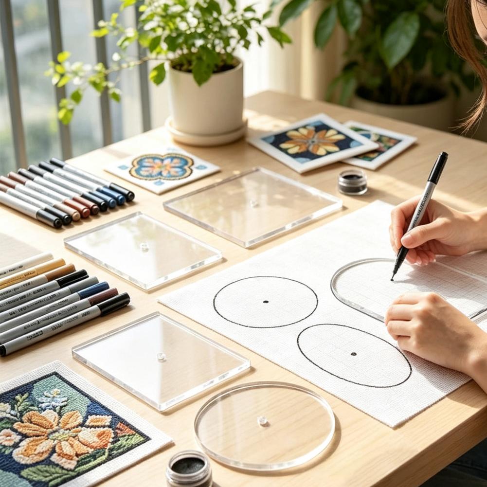 5個入り刺繍用アクリルテンプレートセット（丸型/正方形/長方 - Embroidery Craft のレビューと価格