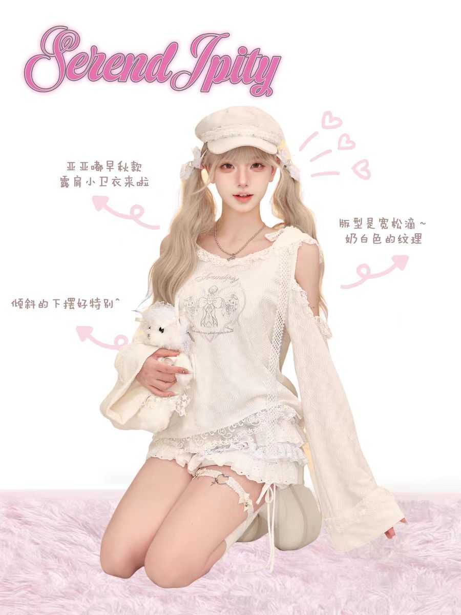 キュートでかわいいY2K風の2点セット。女性用、ロリータ風、 - Elastic Lace Trim のレビューと価格